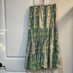 RHODE Green and White Floral Maxi Skirt
